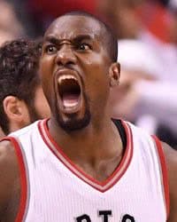 Serge Ibaka excitedly screaming.