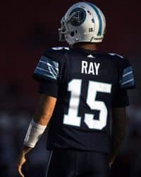 Toronto Argonauts quarterback Ricky Ray takes the field against the Montreal Alouettes during the first half of CFL pre-season football action in Toronto.