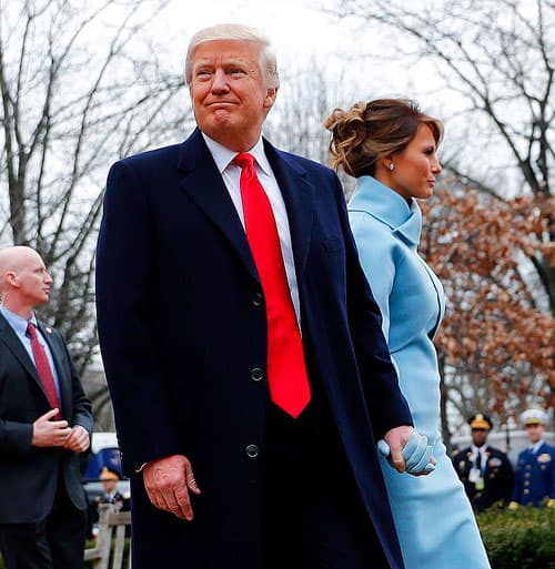 President of the United States Donald Trump walking wit First Lady Melania Trump.