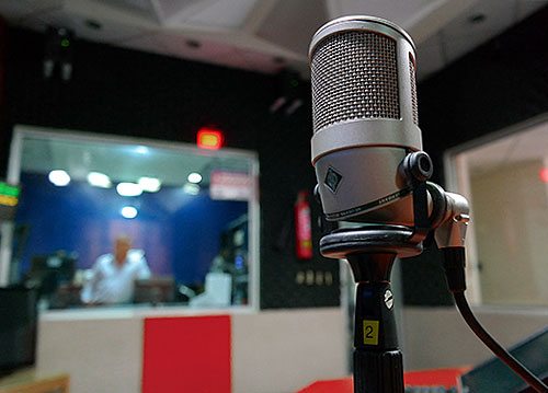 Microphone in a sound studio.