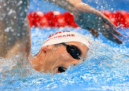 Canada's Ryan Cochrane races in the men's 1500m freestyle final during the 2016 Olympic Summer Games in Rio de Janeiro