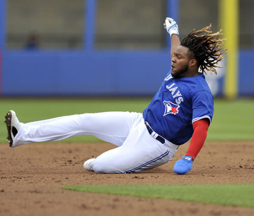 Toronto Blue Jays’ Vladimir Guerrero Jr. slides into second