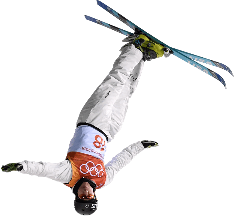olympic skier twisting in midair