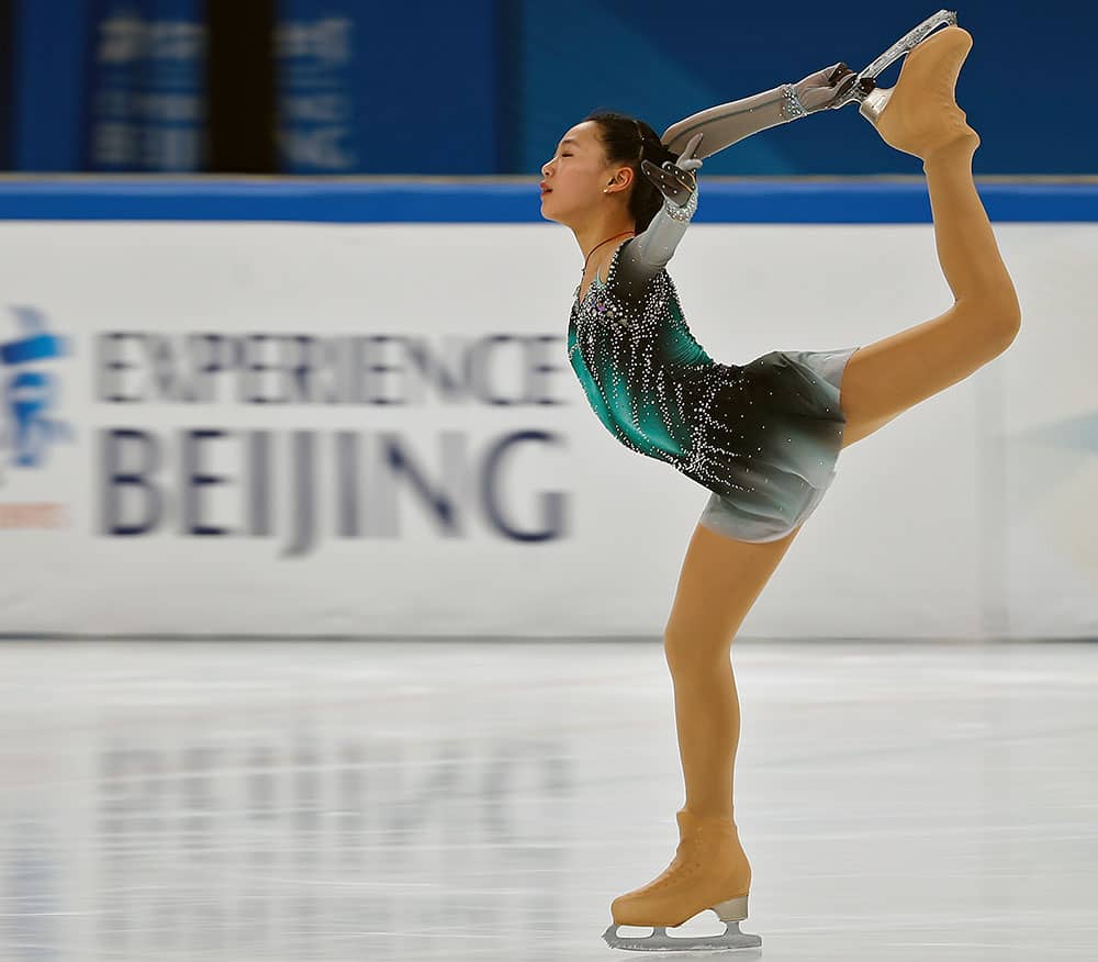 Chinese skater Feng Xinhui performs her women's single skating short program