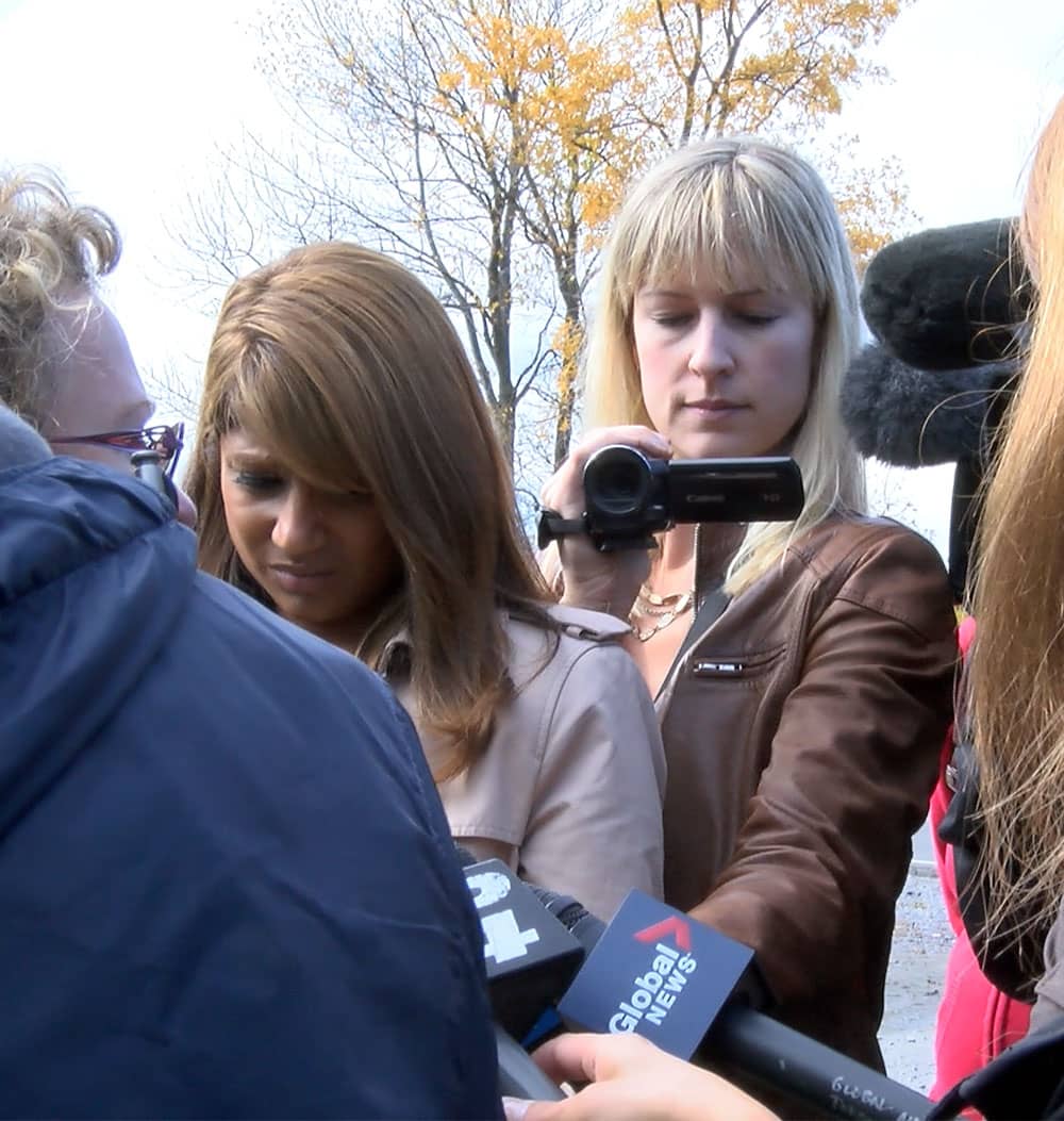 C P reporter covering an interview