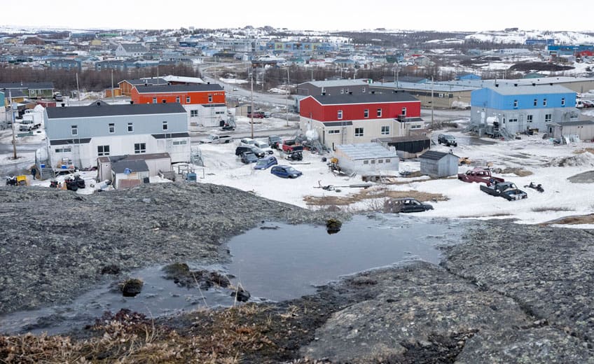 Buildings and landscape of the town of Kuujjuaq, Que.