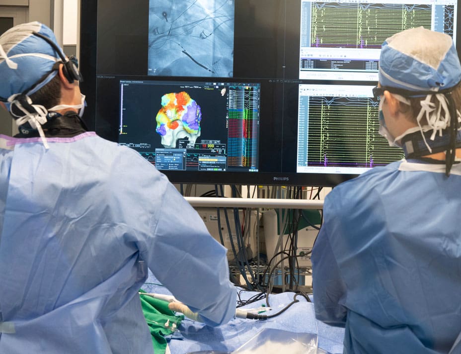 An electrophysiologist performs a ventricular tachycardia ablation at Sacre-Coeur Hospital.