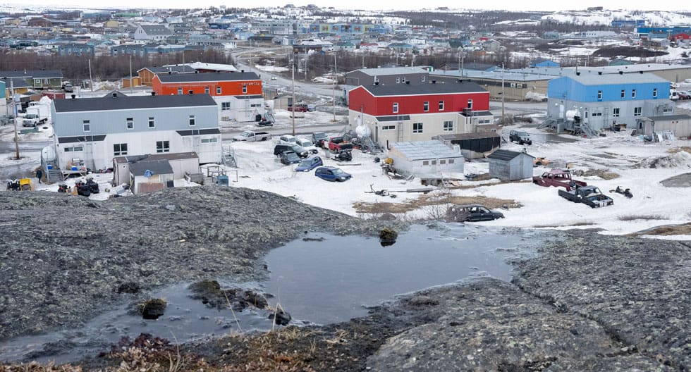 Buildings and landscape of the town of Kuujjuaq, Que.